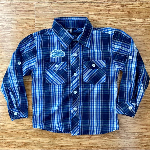 AMERICAN HERO Other - Boy Plaid Button Up Shirt Adjustable Sleeve (4)